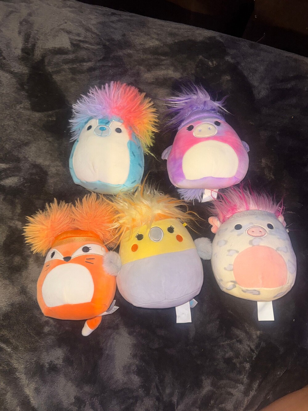 Squishmallow Plush Toy Set of 5 Colorful Mohawk Collectible Soft Plush